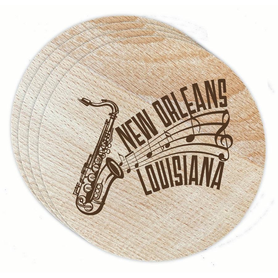 Orleans Louisiana Souvenir Etched Coaster Wooden 3.5 x 3.5-Inch 4 Pack Image 1