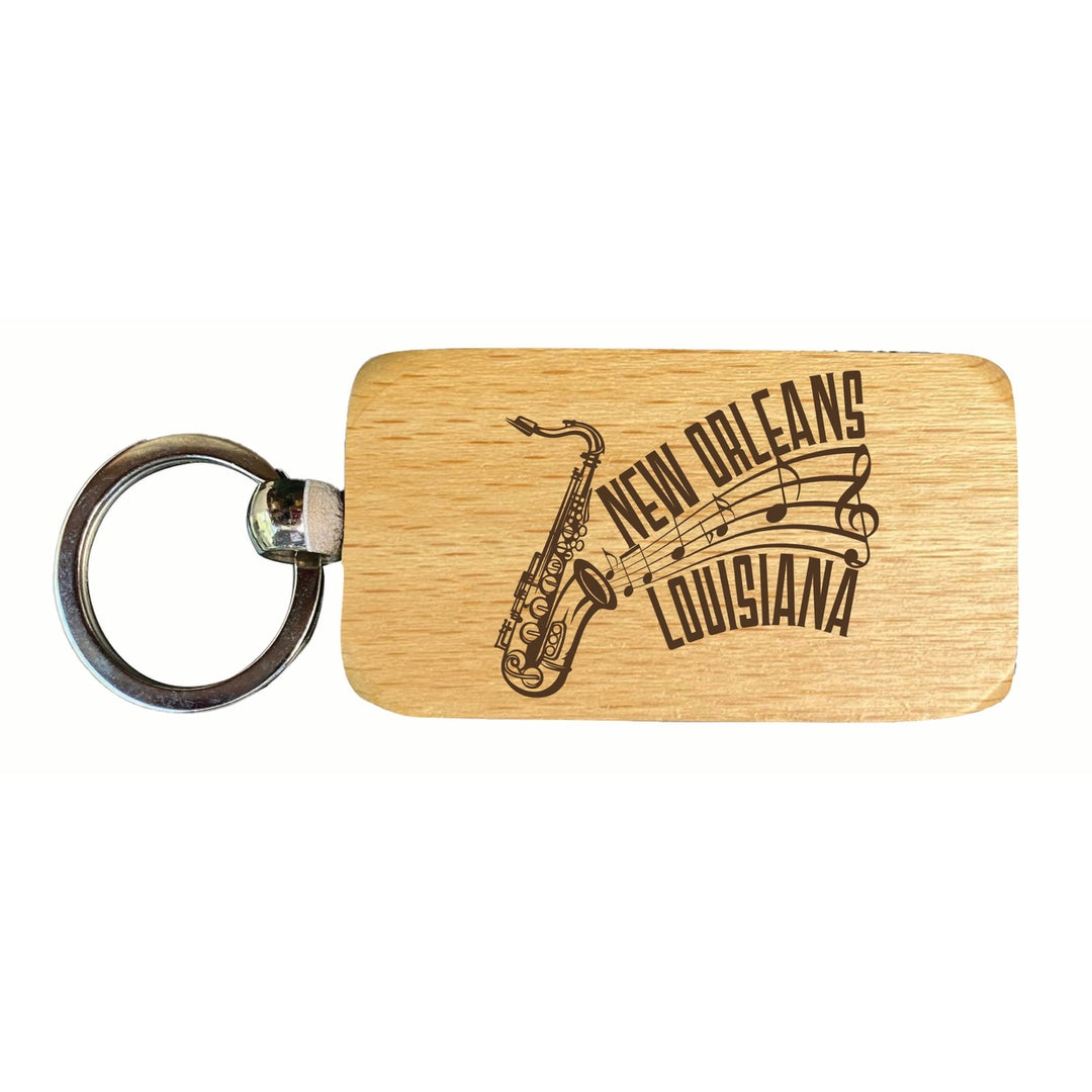 Orleans Louisiana Souvenir 2.5x1-Inch Souvenir Engraved Wooden Keychain Image 1