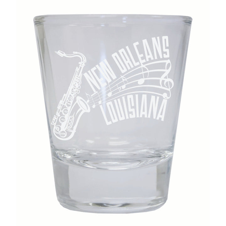 Orleans Louisiana Souvenir 2 Ounce Engraved Shot Glass Round Image 1