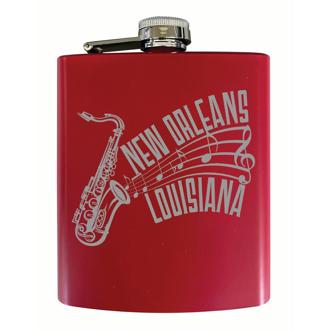 Orleans Louisiana Souvenir 7 oz Engraved Steel Flask Matte Finish Image 1