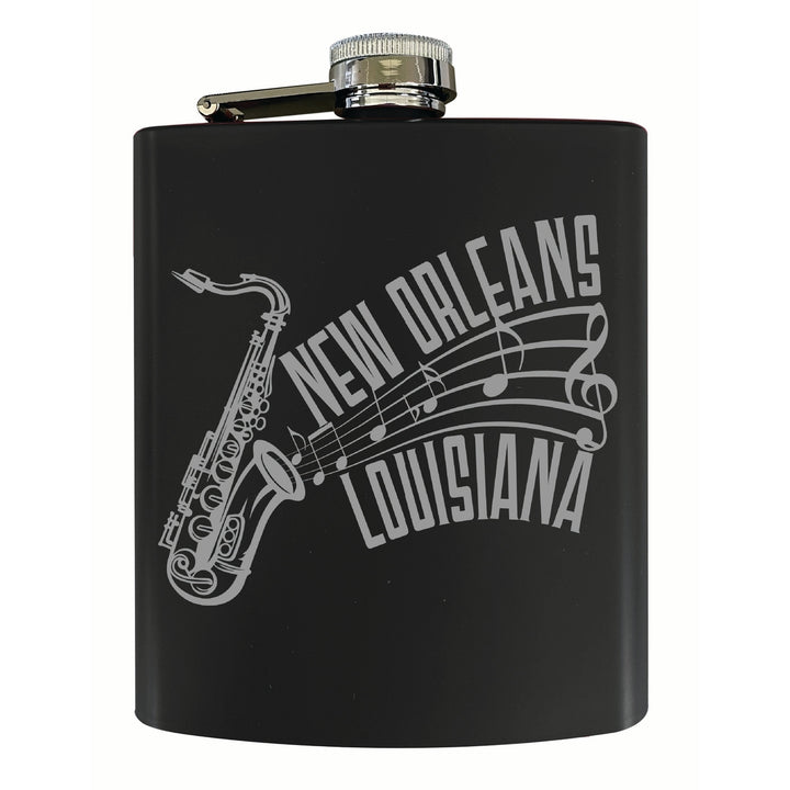 Orleans Louisiana Souvenir 7 oz Engraved Steel Flask Matte Finish Image 2