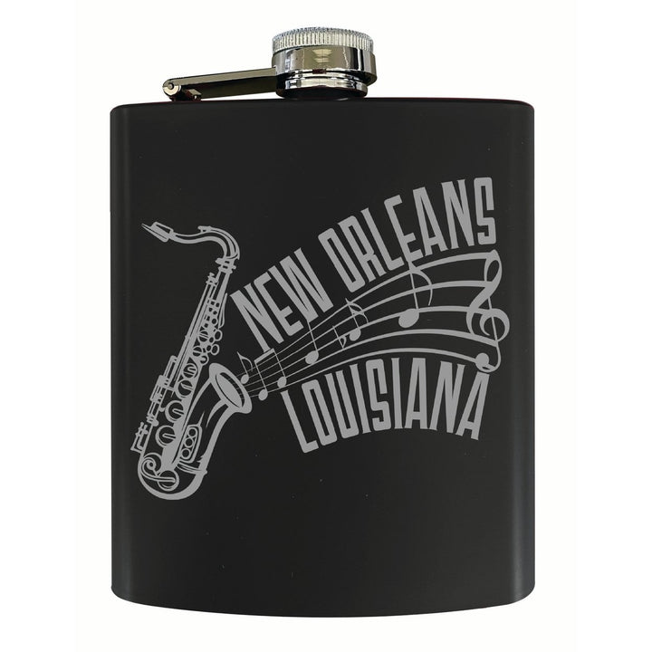 Orleans Louisiana Souvenir 7 oz Engraved Steel Flask Matte Finish Image 1