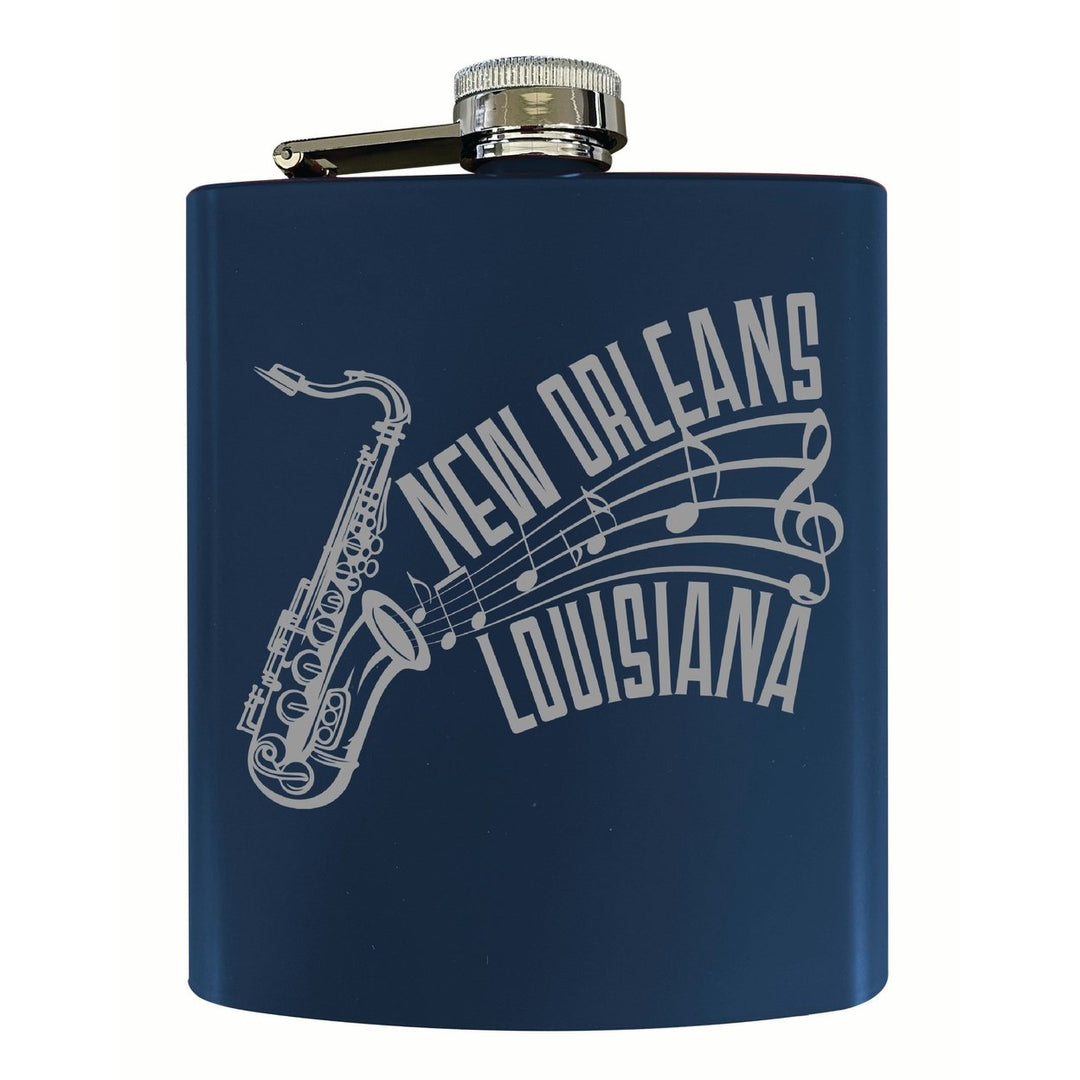 Orleans Louisiana Souvenir 7 oz Engraved Steel Flask Matte Finish Image 3