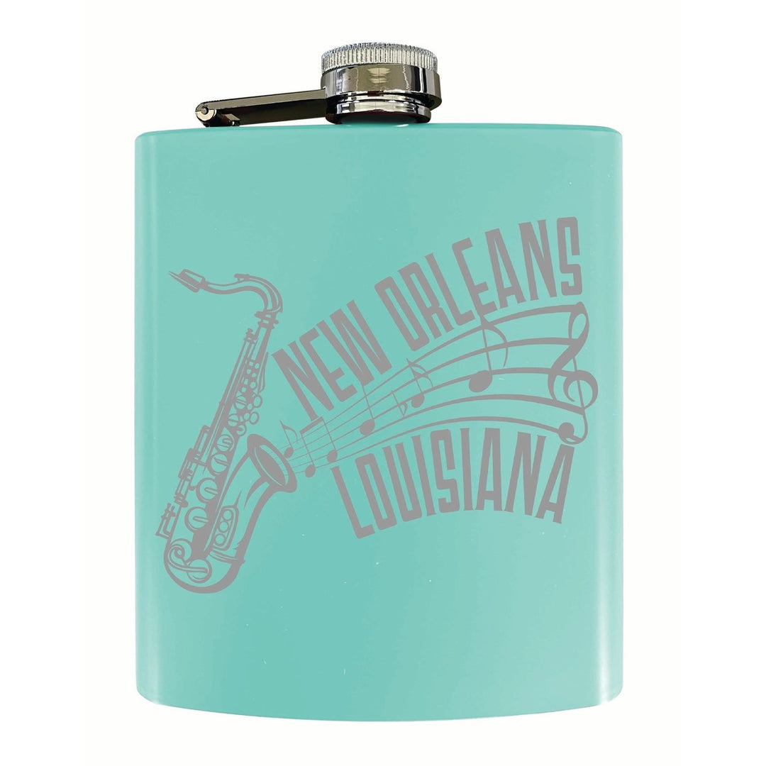 Orleans Louisiana Souvenir 7 oz Engraved Steel Flask Matte Finish Image 4