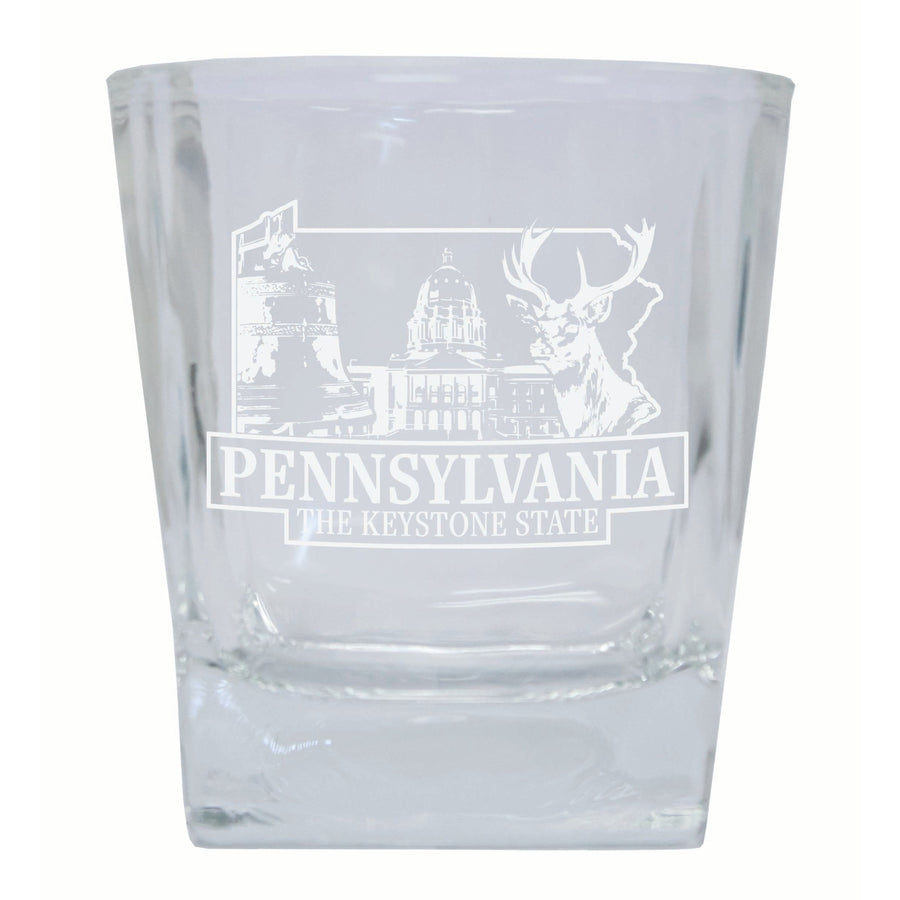 Pennsylvania Souvenir 10 oz Engraved Whiskey Glass Rocks Glass Image 1