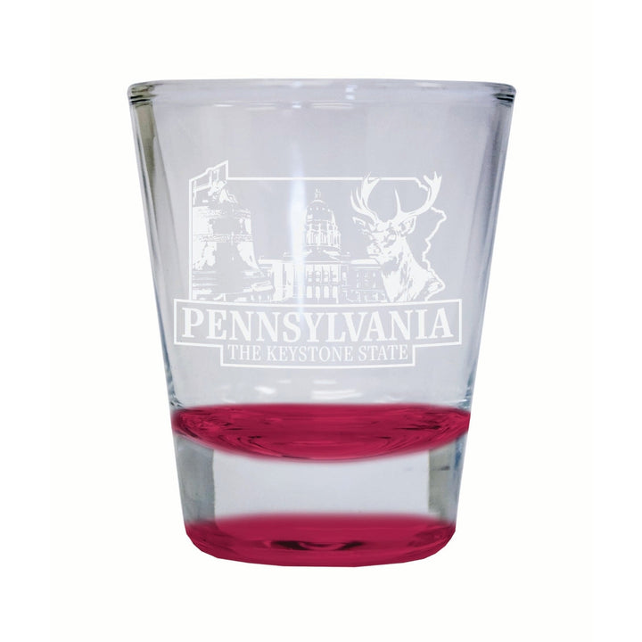 Pennsylvania Souvenir 2 Ounce Engraved Shot Glass Round Image 3