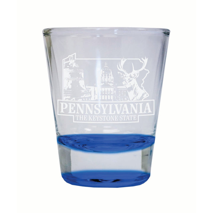 Pennsylvania Souvenir 2 Ounce Engraved Shot Glass Round Image 4