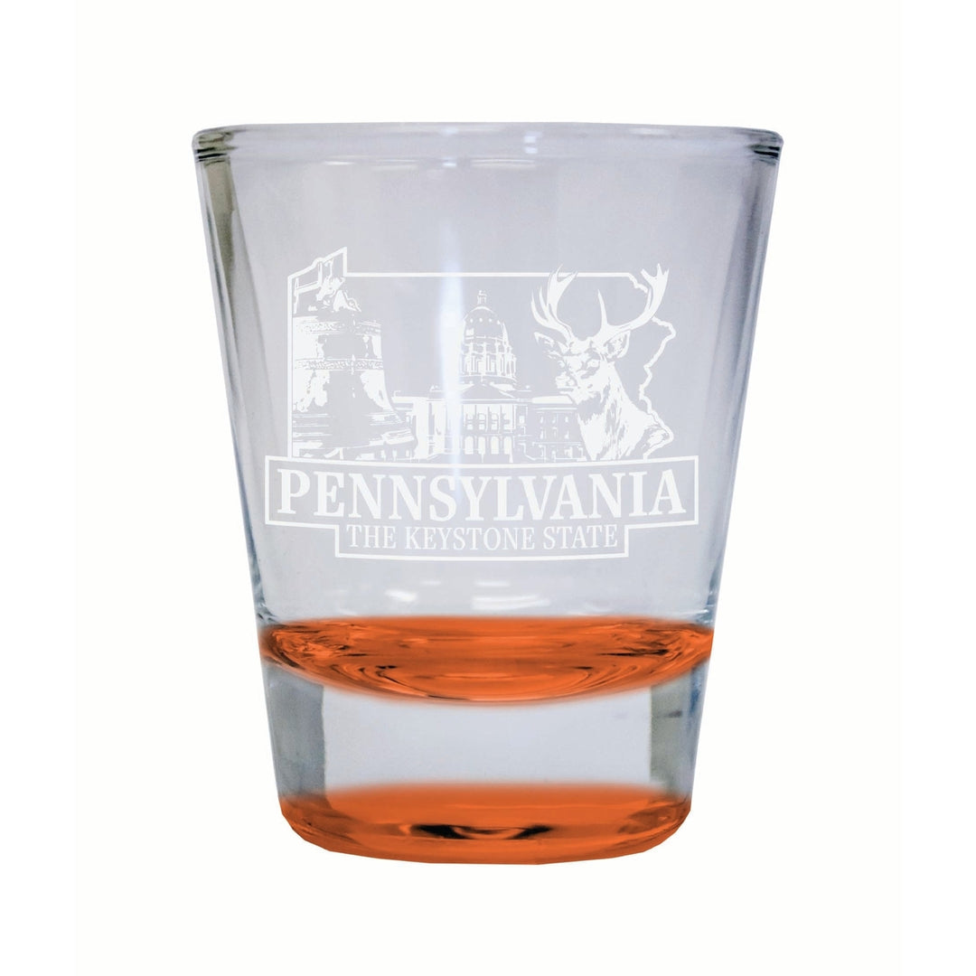 Pennsylvania Souvenir 2 Ounce Engraved Shot Glass Round Image 4