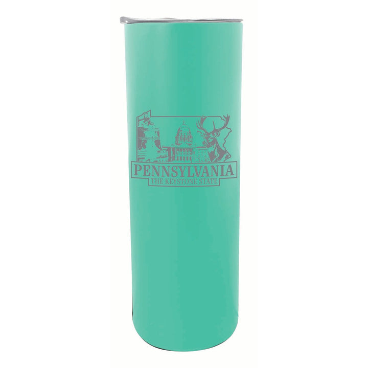 Pennsylvania Souvenir 20 oz Engraved Insulated Stainless Steel Skinny Tumbler Image 1