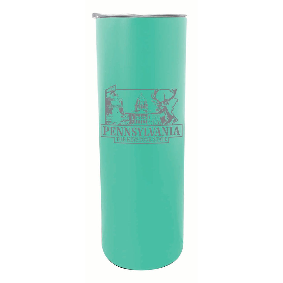 Pennsylvania Souvenir 20 oz Engraved Insulated Stainless Steel Skinny Tumbler Image 1