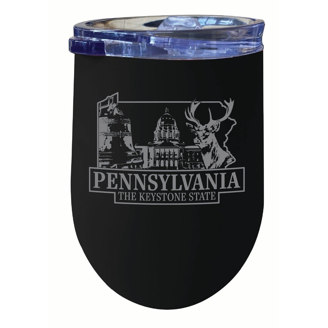 Pennsylvania Souvenir 12 oz Engraved Insulated Wine Stainless Steel Tumbler Image 4