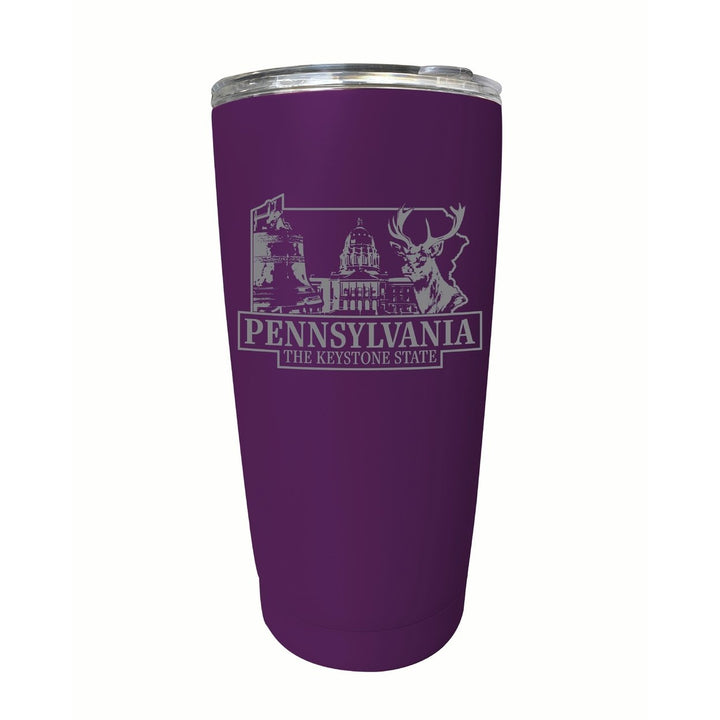 Pennsylvania Souvenir 16 oz Engraved Stainless Steel Insulated Tumbler Image 1