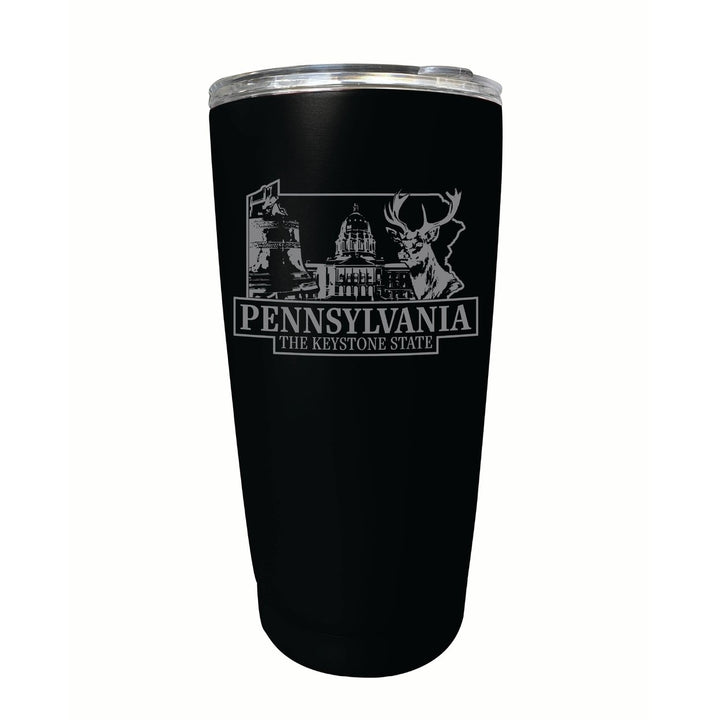 Pennsylvania Souvenir 16 oz Engraved Stainless Steel Insulated Tumbler Image 1