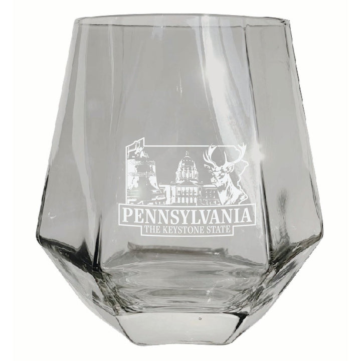 Pennsylvania Souvenir Stemless Diamond Wine Glass Engraved 15 oz Image 2