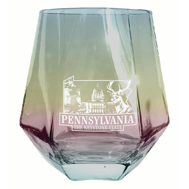 Pennsylvania Souvenir Stemless Diamond Wine Glass Engraved 15 oz Image 3