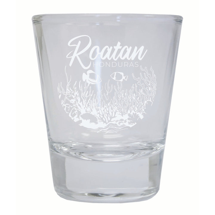 Roatan Honduras Souvenir 2 Ounce Engraved Shot Glass Round Image 1