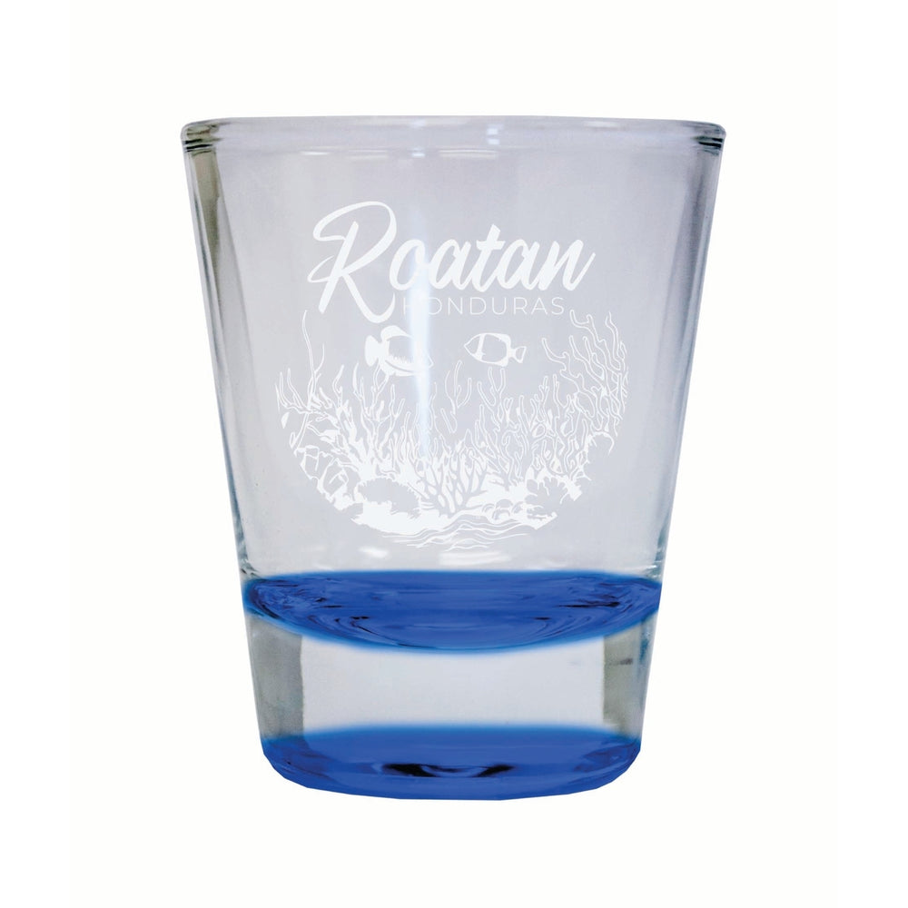 Roatan Honduras Souvenir 2 Ounce Engraved Shot Glass Round Image 2