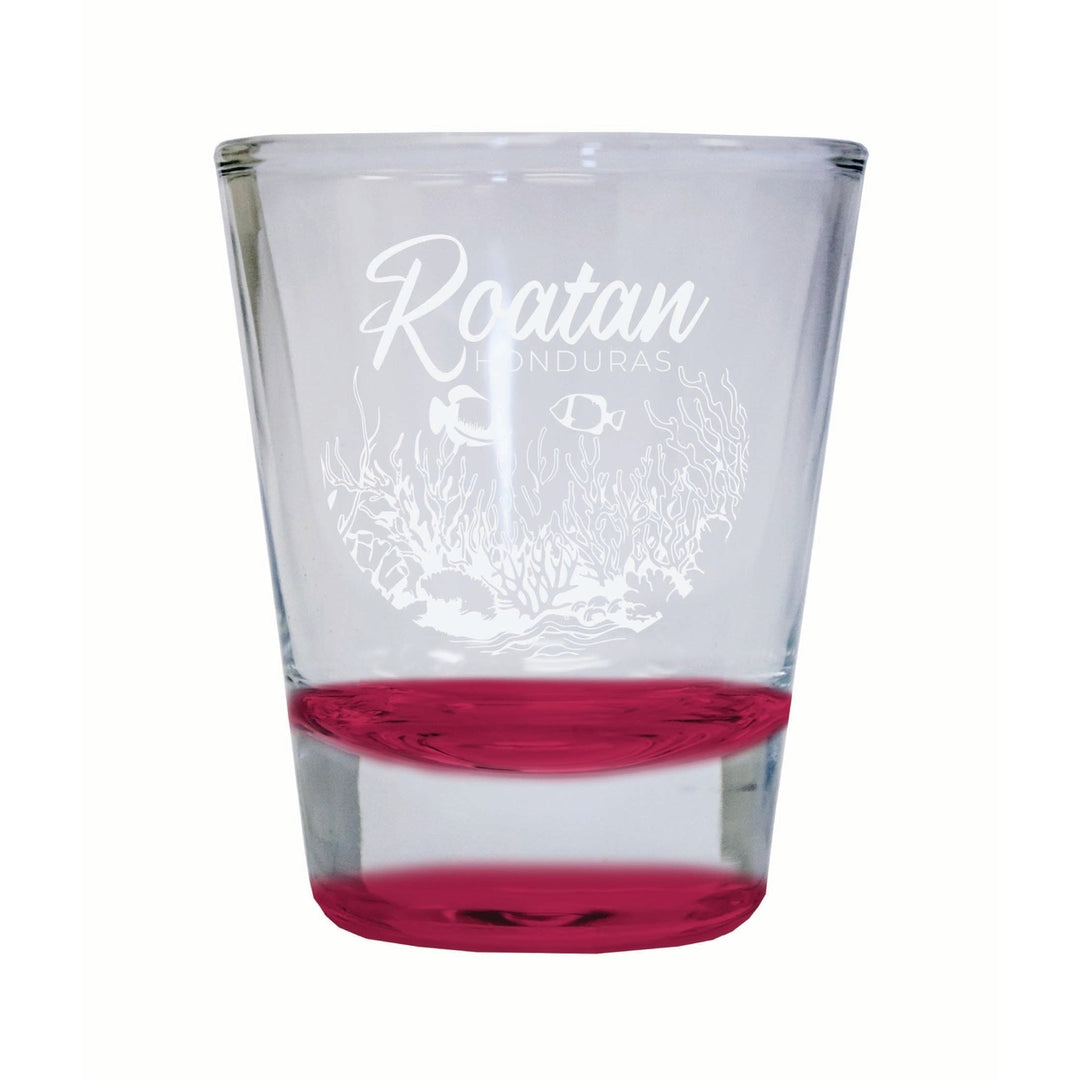 Roatan Honduras Souvenir 2 Ounce Engraved Shot Glass Round Image 3