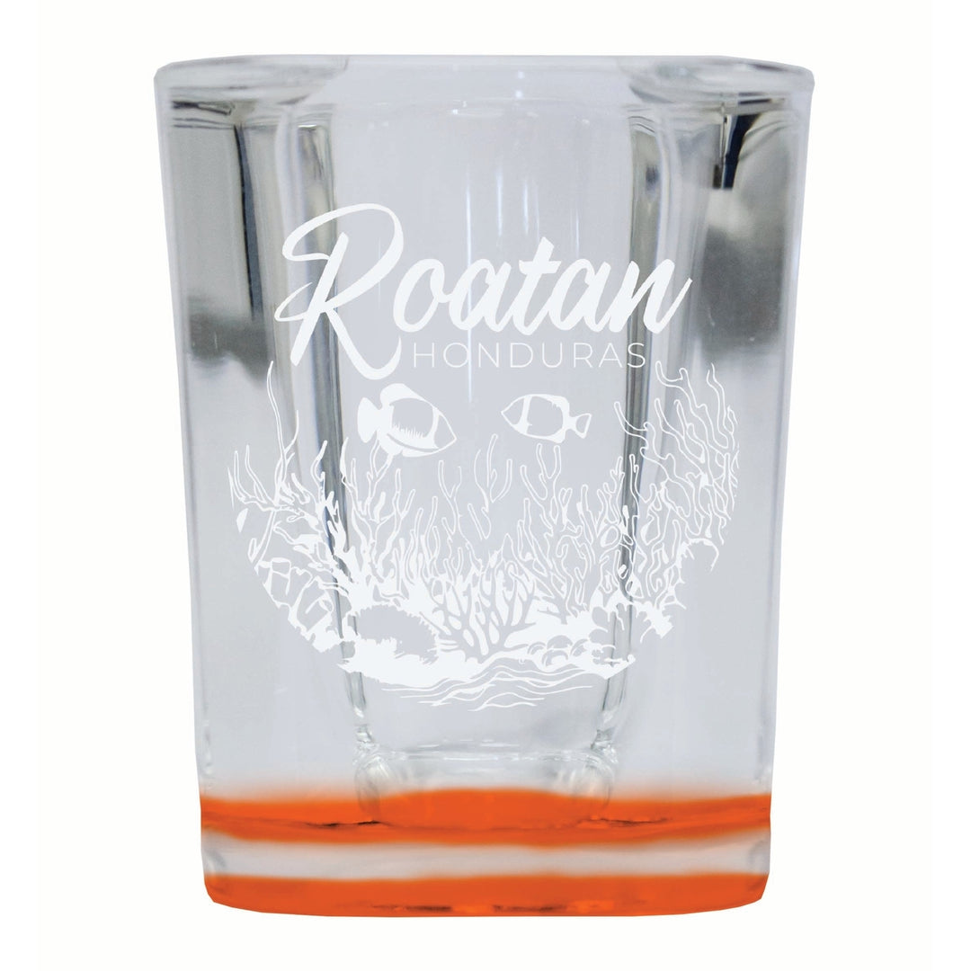 Roatan Honduras Souvenir 2 Ounce Engraved Shot Glass Square Image 3