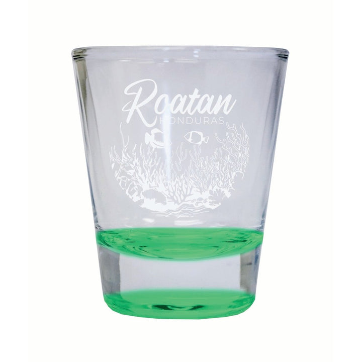 Roatan Honduras Souvenir 2 Ounce Engraved Shot Glass Round Image 4