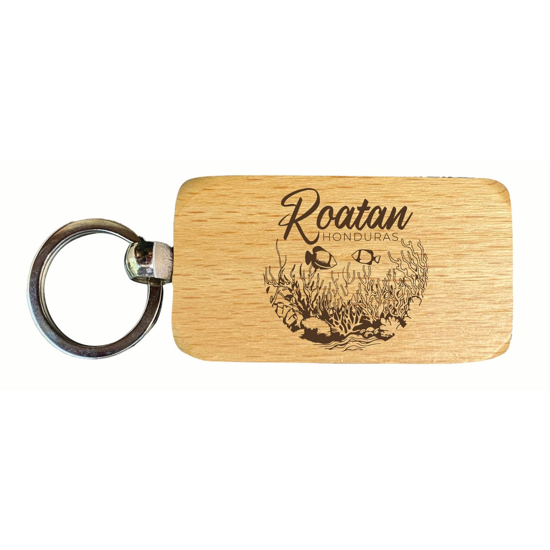 Roatan Honduras Souvenir 2.5x1-Inch Souvenir Engraved Wooden Keychain Image 1