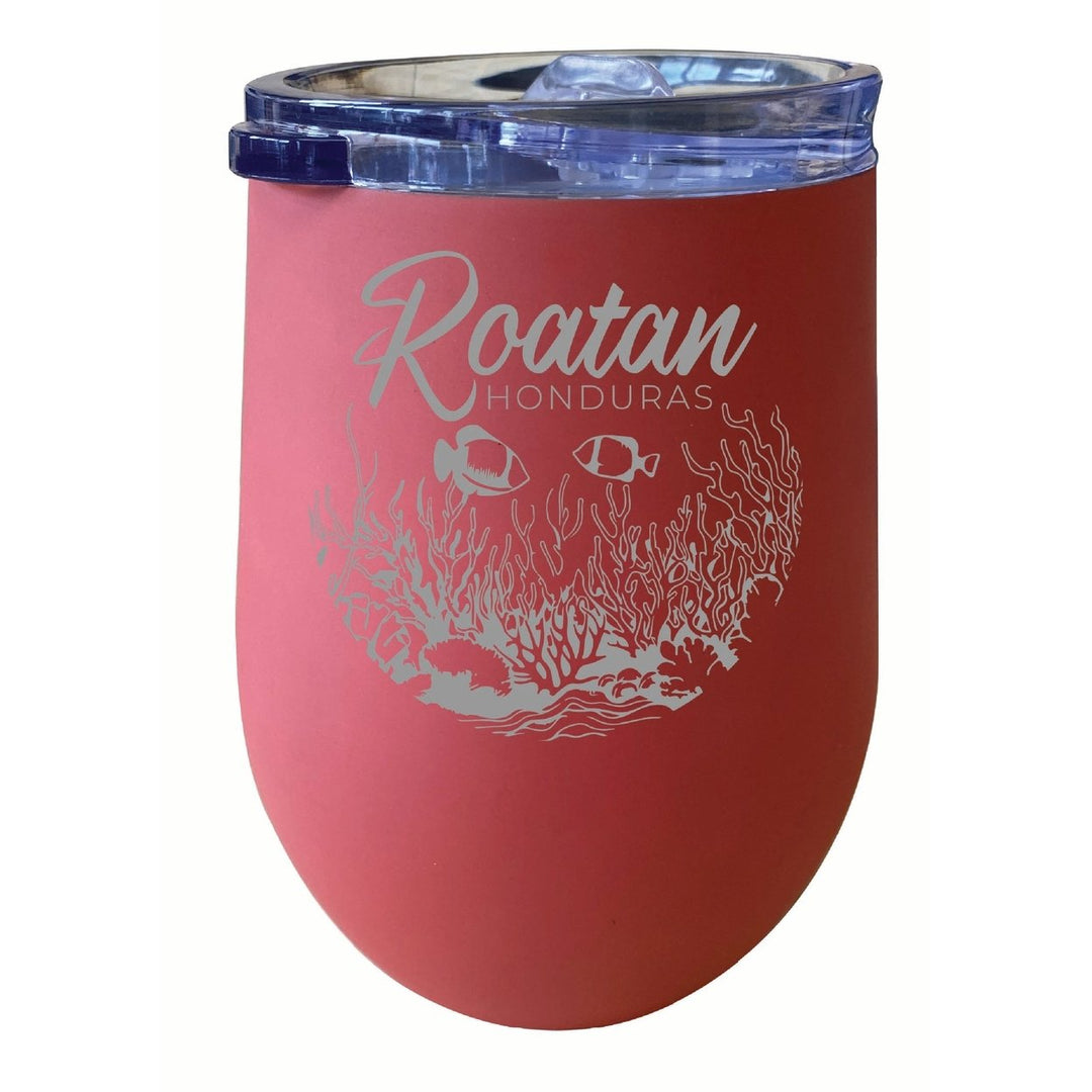 Roatan Honduras Souvenir 12 oz Engraved Insulated Wine Stainless Steel Tumbler Image 1