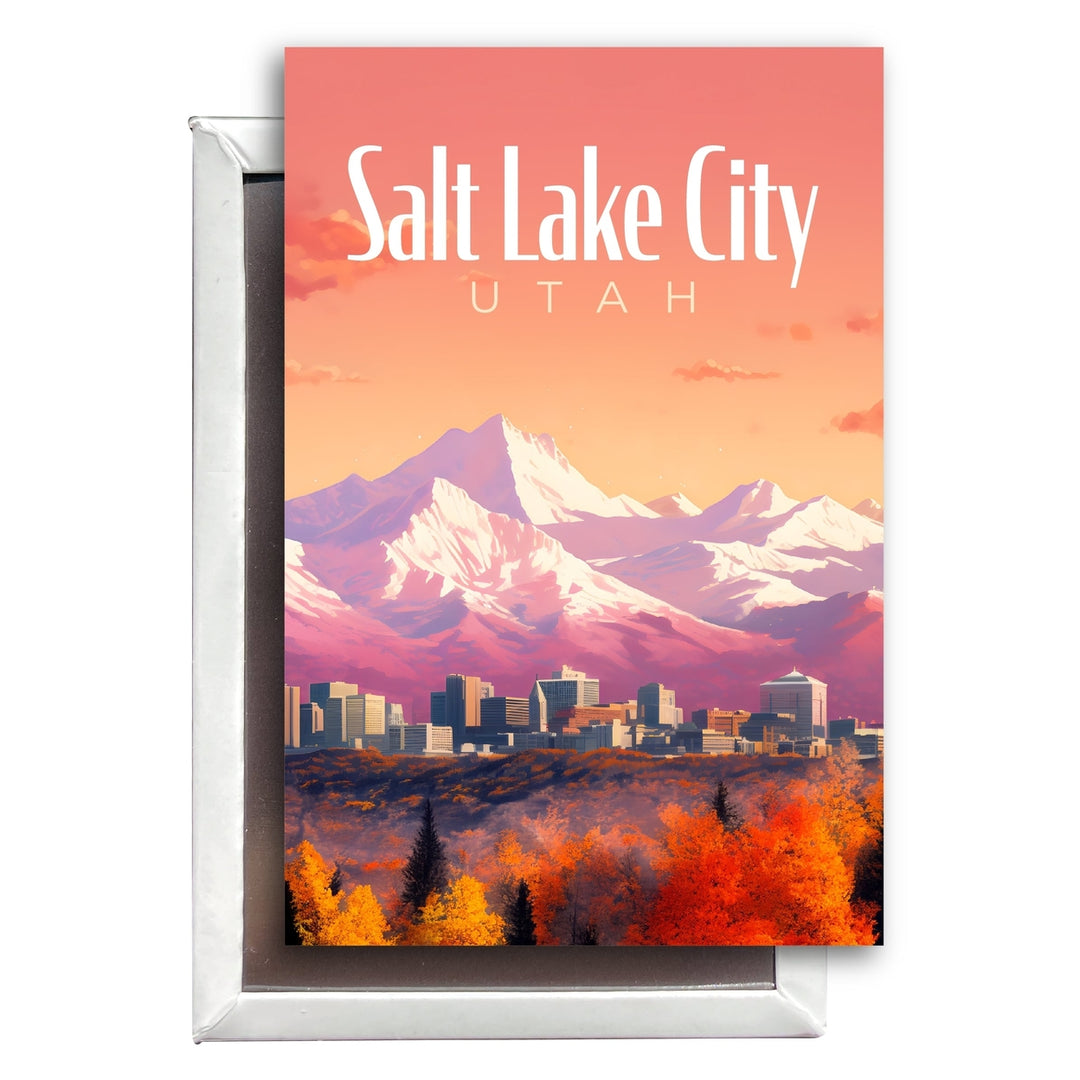 Salt Lake City Utah Design C Souvenir Refrigerator Magnet 2.5"X3.5" Image 1