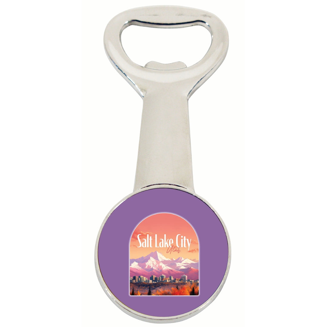 Salt Lake City Utah Design C Souvenir Magnetic Bottle Opener Image 1