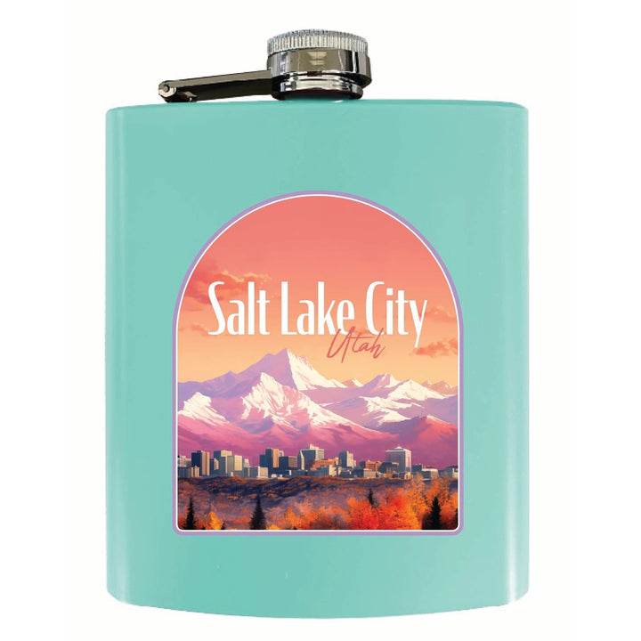 Salt Lake City Utah Design C Souvenir 7 oz Steel Flask Matte Finish Image 3