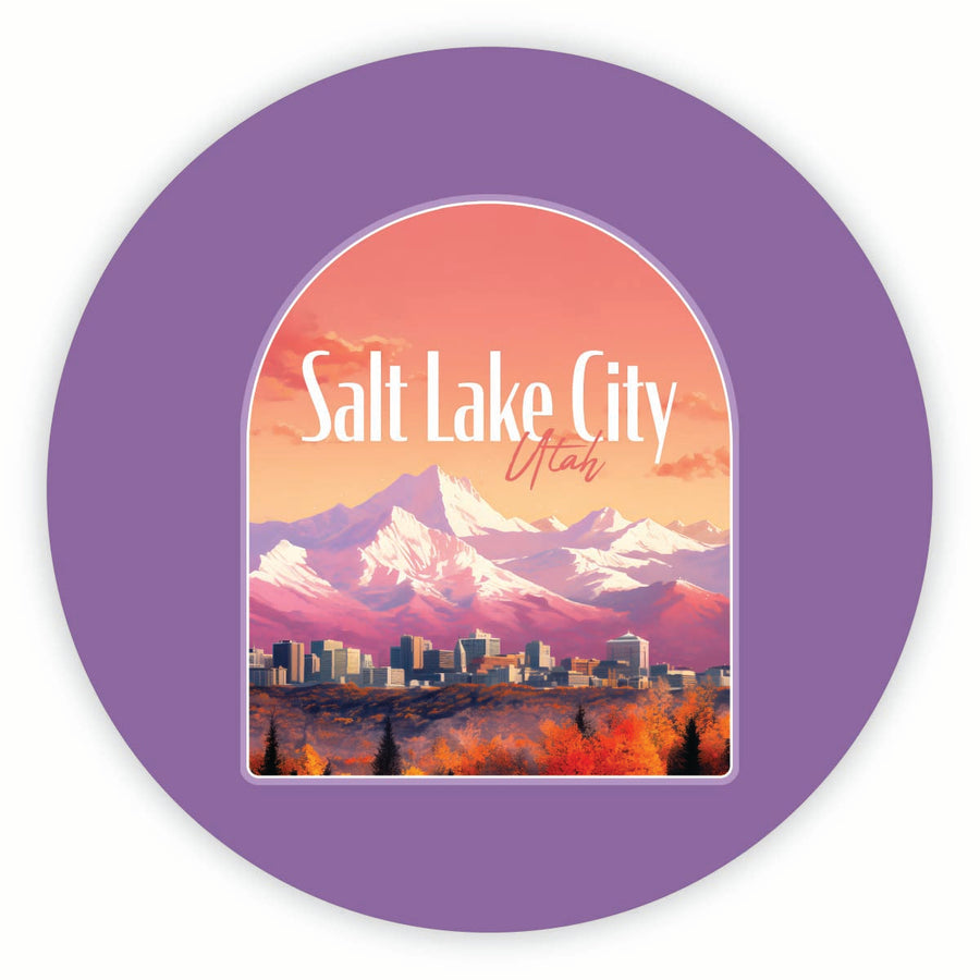 Salt Lake City Utah Design C Souvenir Round Fridge Magnet Image 1