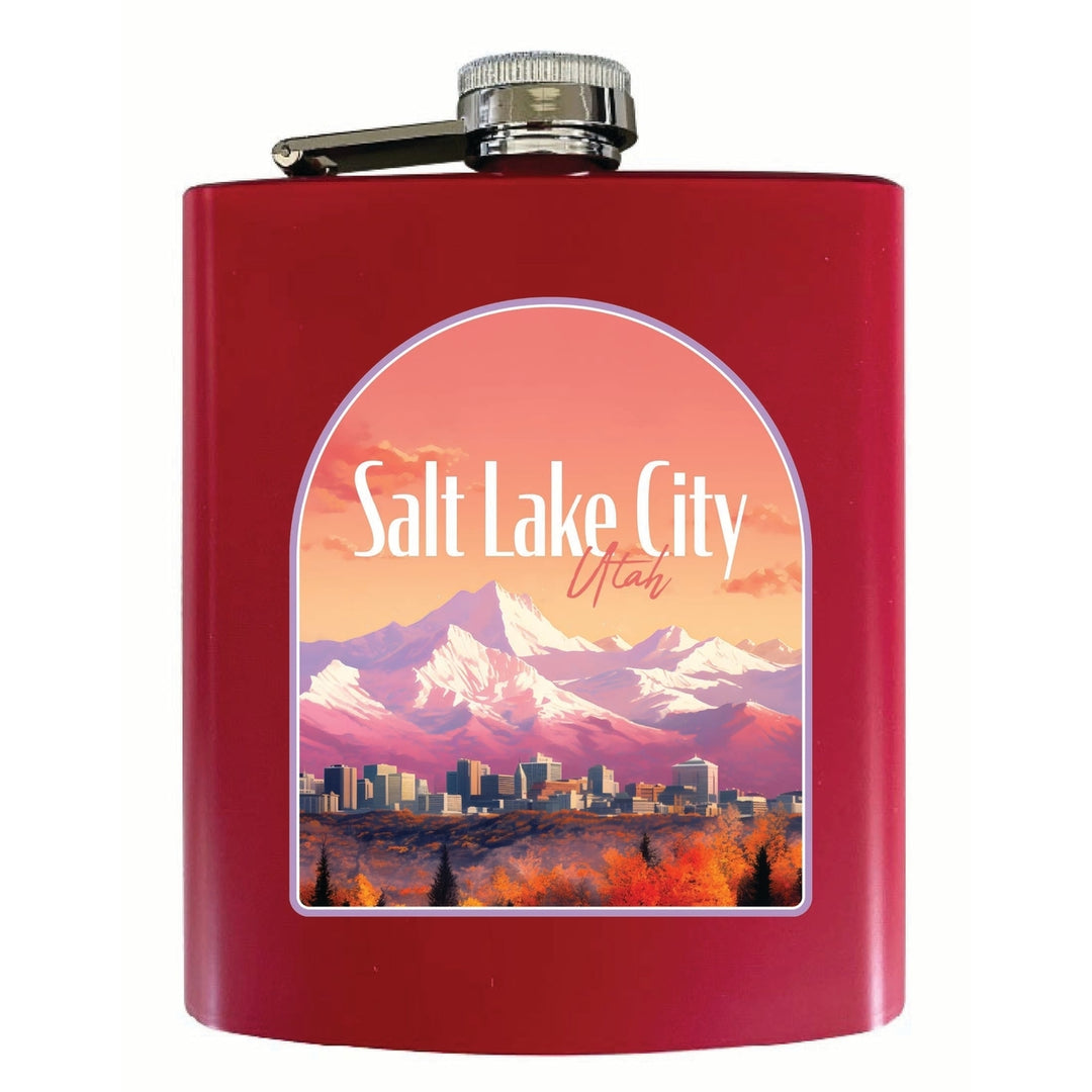 Salt Lake City Utah Design C Souvenir 7 oz Steel Flask Matte Finish Image 4