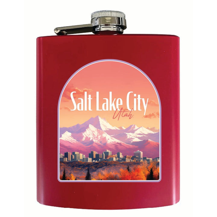 Salt Lake City Utah Design C Souvenir 7 oz Steel Flask Matte Finish Image 4