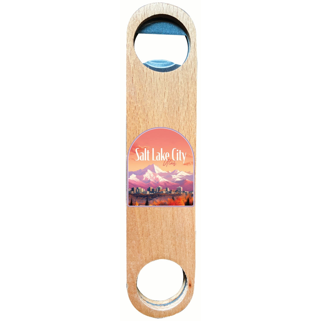 Salt Lake City Utah Design C Souvenir Wooden Bottle Opener Image 1