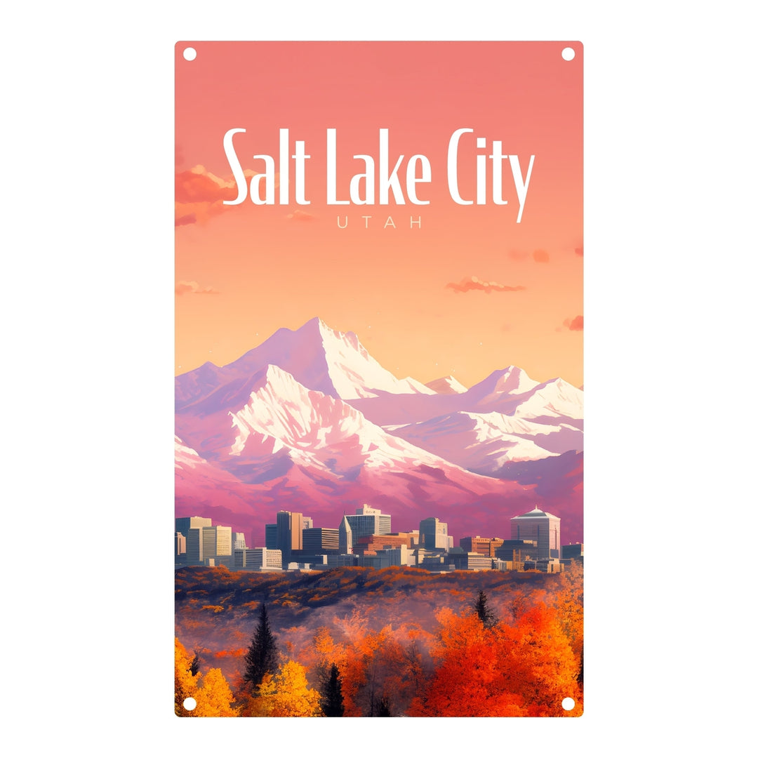 Salt Lake City Utah Design C Souvenir Metal Sign 9 x 15 Image 1