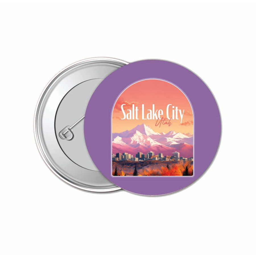 Salt Lake City Utah Design C Souvenir Small 1-Inch Button Pin 4 Pack Image 1