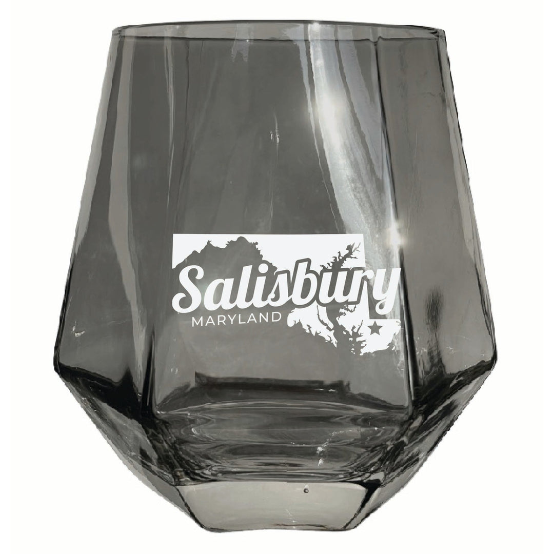 Salisbury Maryland Souvenir Stemless Diamond Wine Glass Engraved 15 oz Image 2