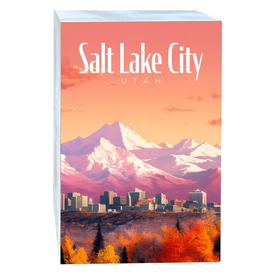 Salt Lake City Utah Design C Souvenir Wood sign with frame 5x7 Image 1