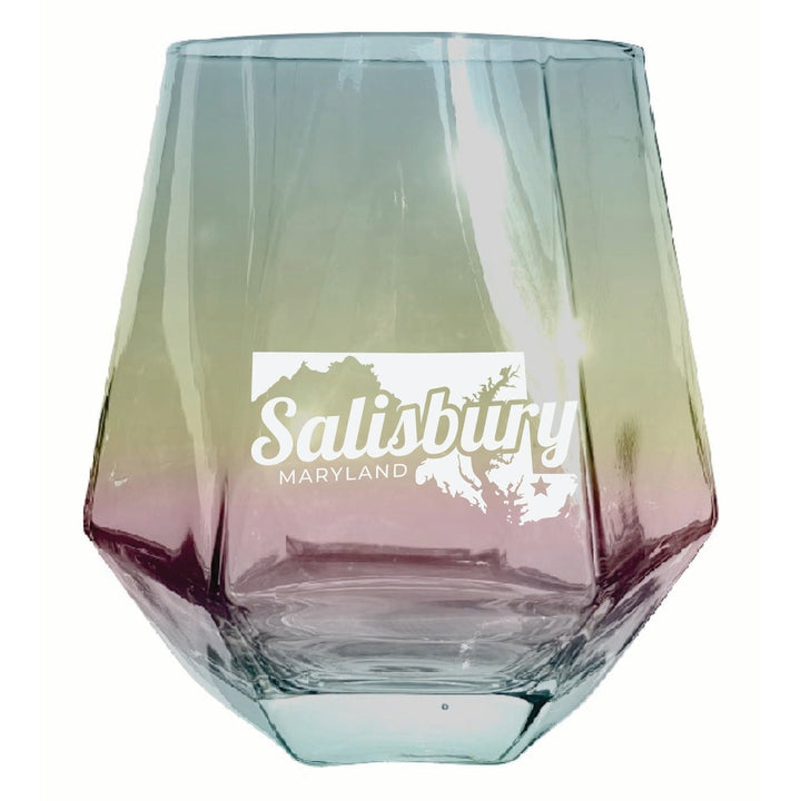 Salisbury Maryland Souvenir Stemless Diamond Wine Glass Engraved 15 oz Image 3