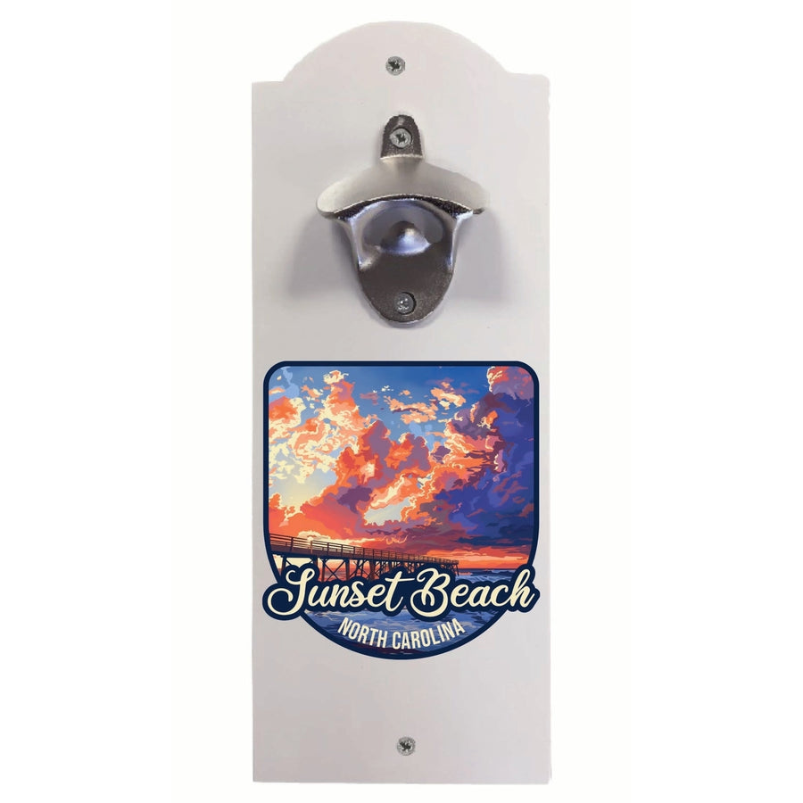 Sunset Beach North Carolina Sunset Pier Design Souvenir Wall mounted bottle opener Image 1