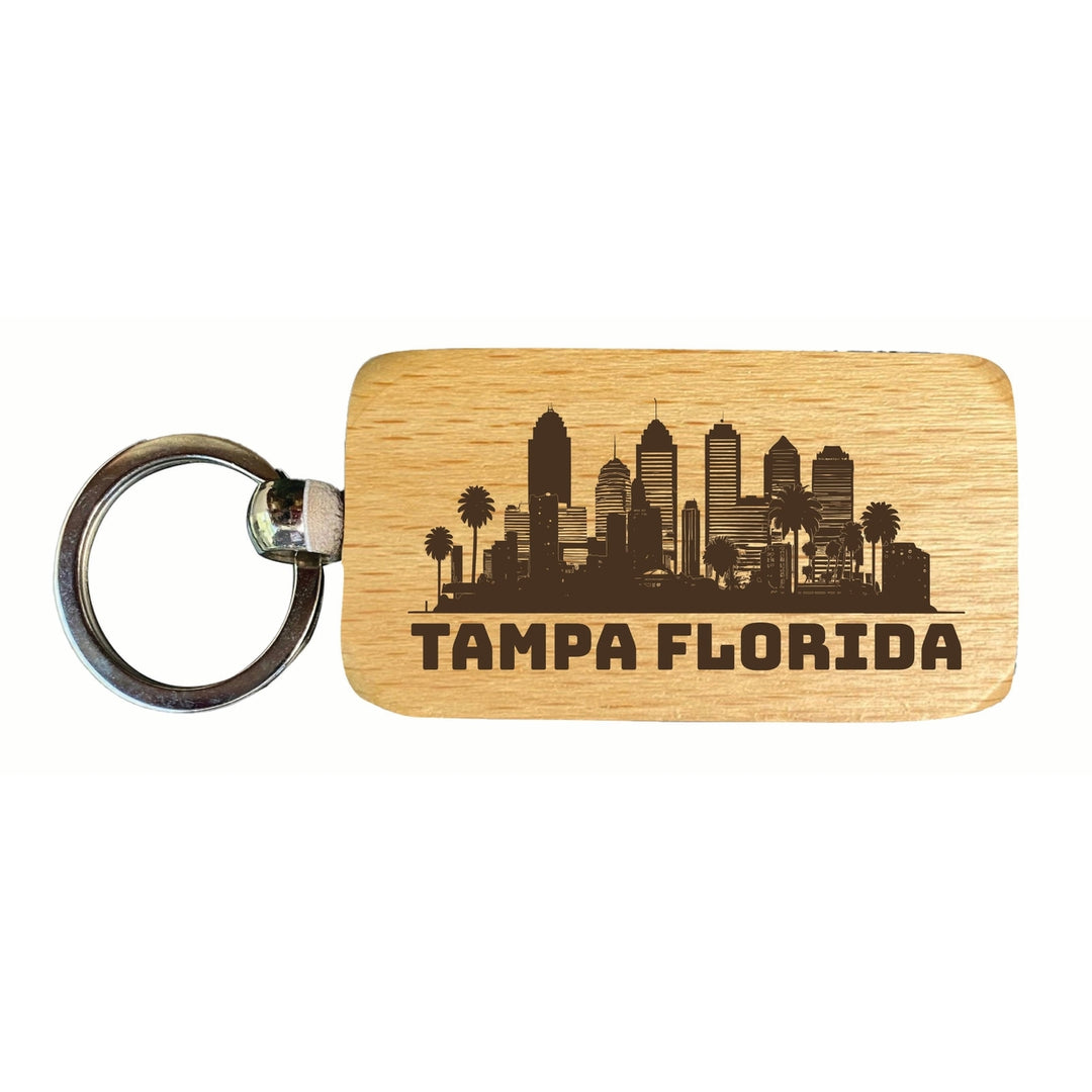 Tampa Florida Souvenir 2.5x1-Inch Souvenir Engraved Wooden Keychain Image 1