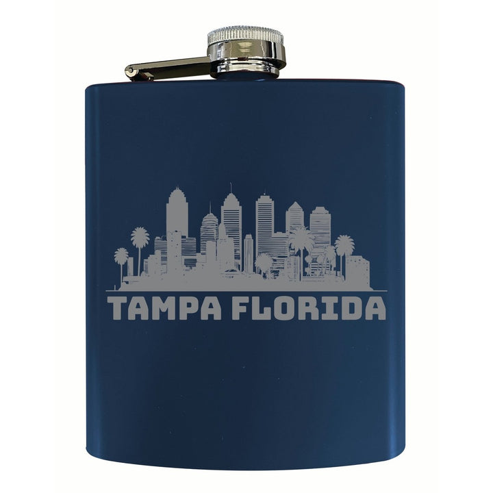 Tampa Florida Souvenir 7 oz Engraved Steel Flask Matte Finish Image 2