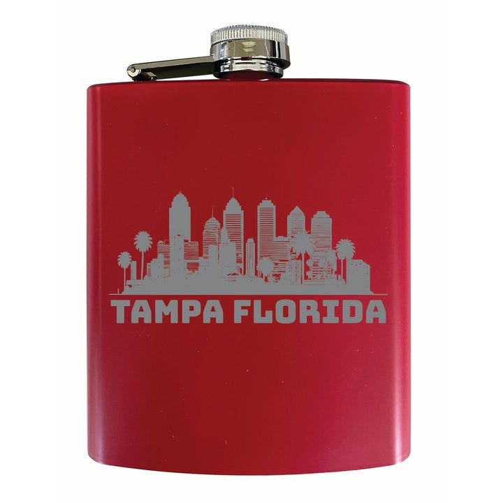 Tampa Florida Souvenir 7 oz Engraved Steel Flask Matte Finish Image 3