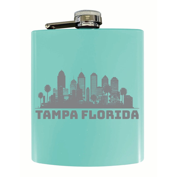 Tampa Florida Souvenir 7 oz Engraved Steel Flask Matte Finish Image 4