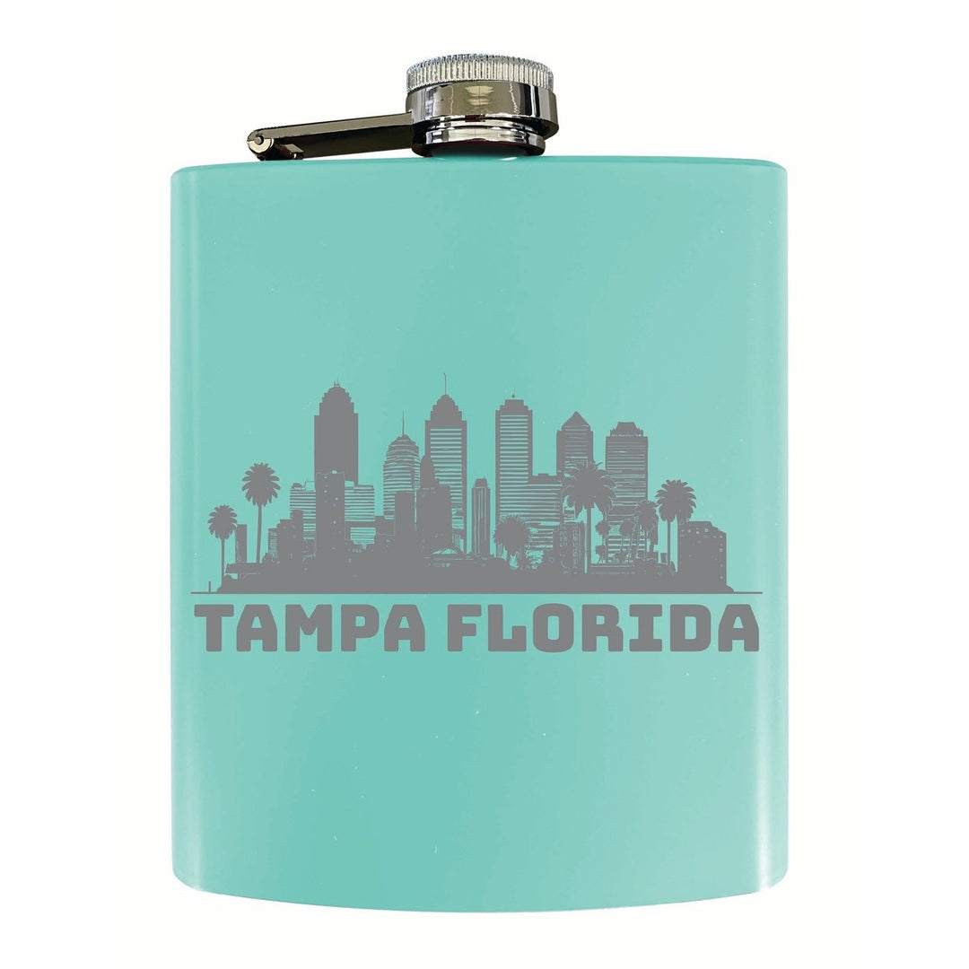 Tampa Florida Souvenir 7 oz Engraved Steel Flask Matte Finish Image 1