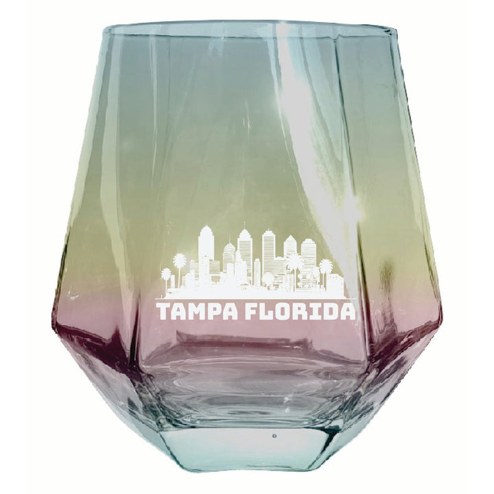 Tampa Florida Souvenir Stemless Diamond Wine Glass Engraved 15 oz Image 1