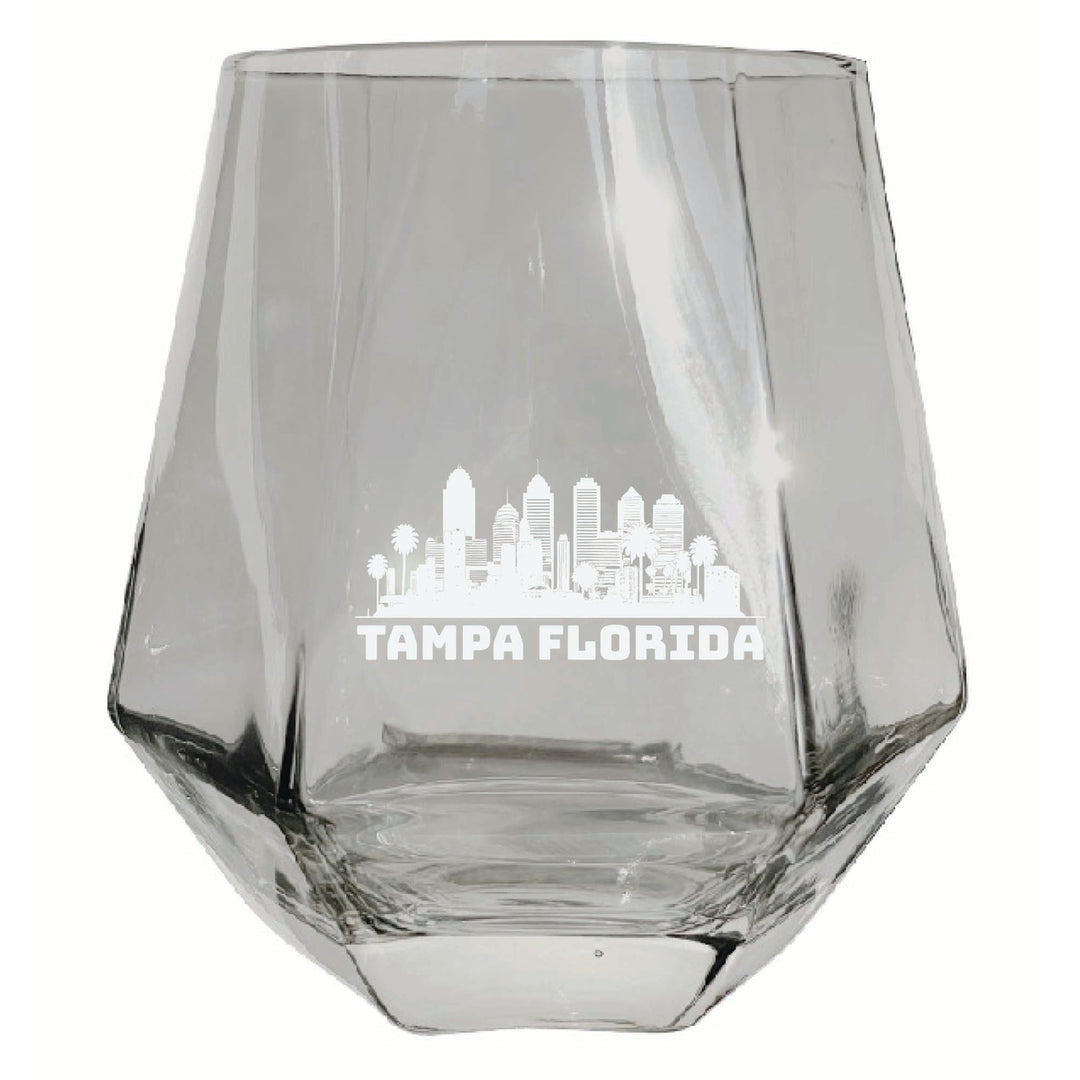 Tampa Florida Souvenir Stemless Diamond Wine Glass Engraved 15 oz Image 2