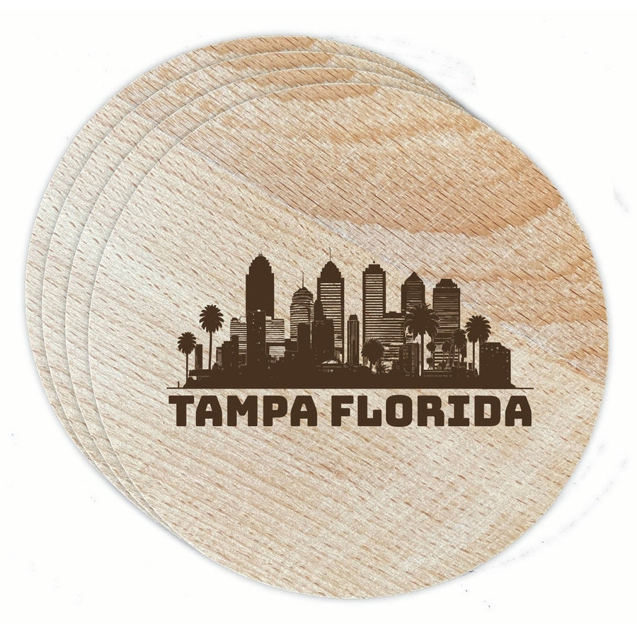 Tampa Florida Souvenir Etched Coaster Wooden 3.5 x 3.5-Inch 4 Pack Image 1