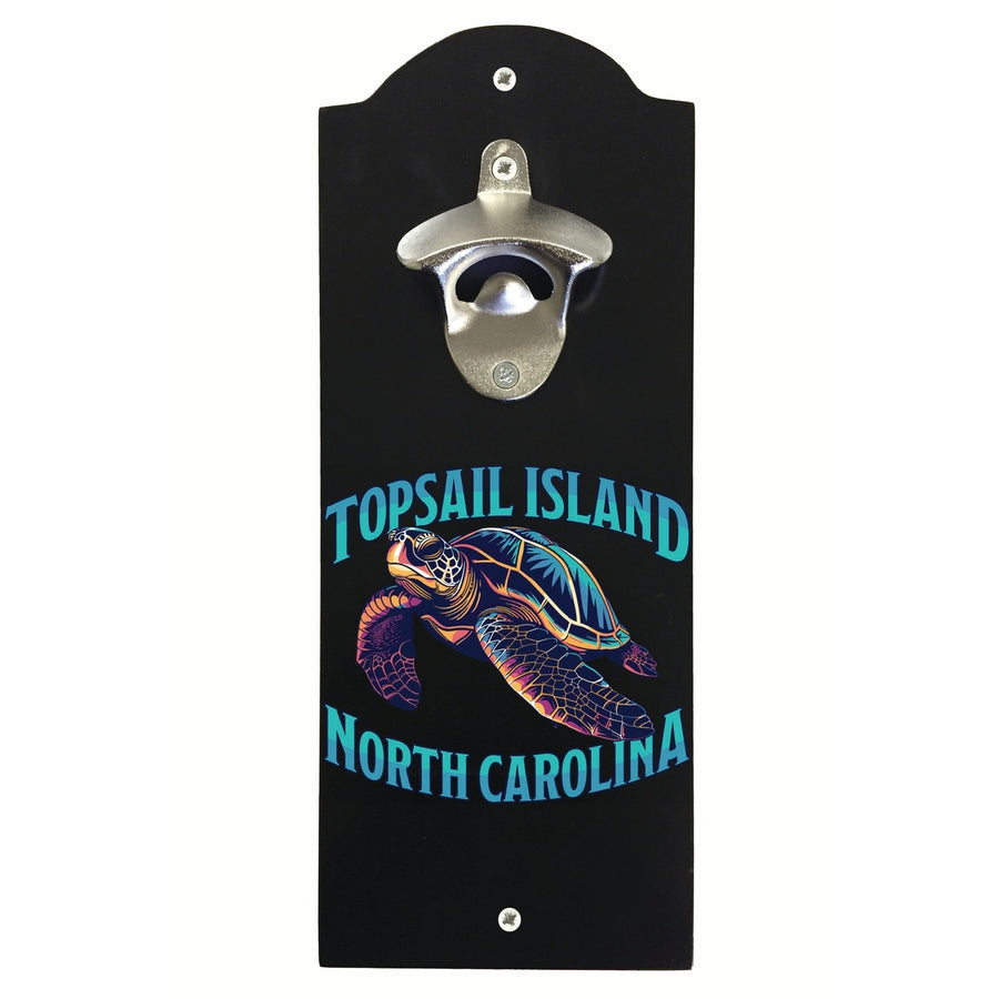 Topsail Island North Carolina Colorful Turtle Design Souvenir Wall mounted bottle opener Image 1