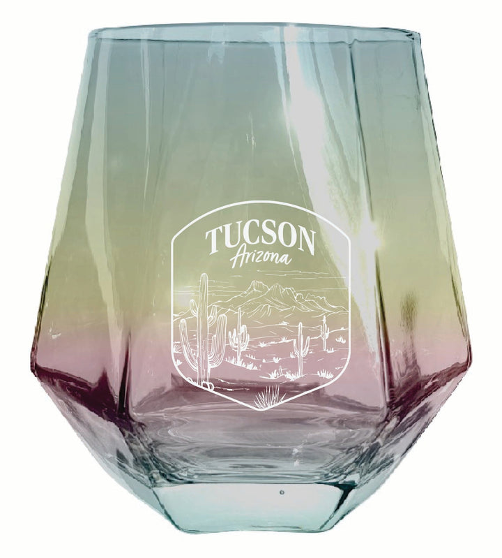 Tucson Arizona Souvenir Stemless Diamond Wine Glass Engraved 15 oz Image 1