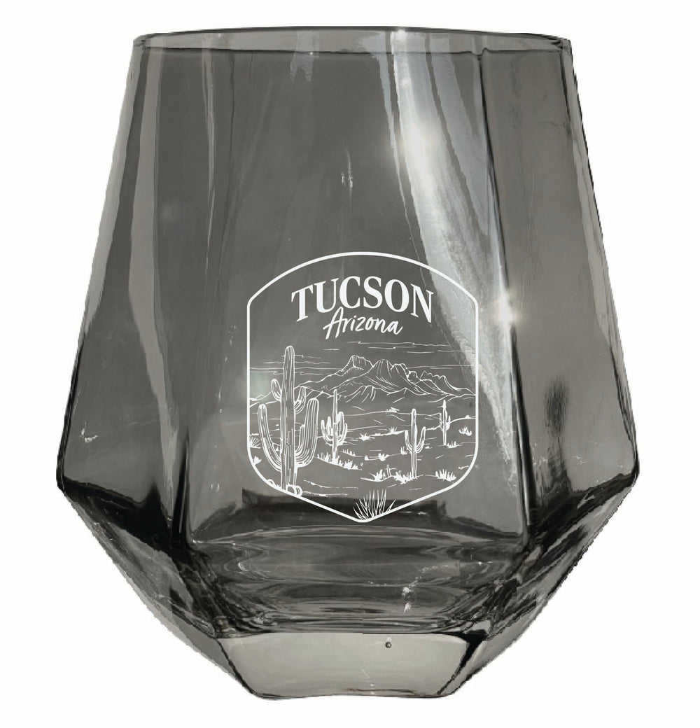 Tucson Arizona Souvenir Stemless Diamond Wine Glass Engraved 15 oz Image 2